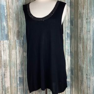 Soft surroundings tank with beaded neckline 1x